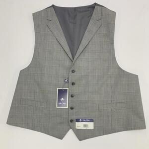 NWT Sean John Black/White Plaid Adjustable Collared Waistcoat Vest 3XL